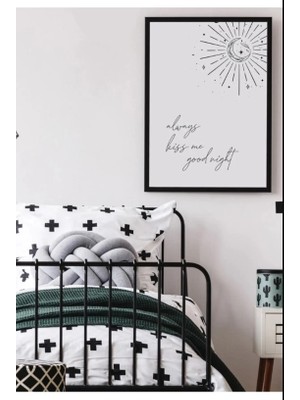 Trend Poster "always Kiss Me Good Night " Siyah Çerçeve Görünümlü Tablo Retro Ahşap Poster