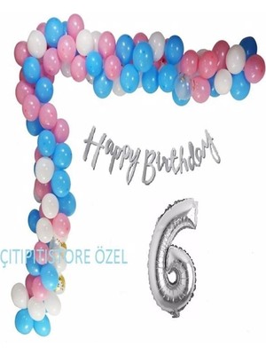 Lüks Pembe Mavi Doğum Günü Balon Zincir Seti