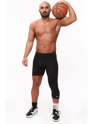 Wild Athletic Sports Basketbol Taytı 3/4 Tek Bacak Uzun Siyah Yüksek Bel 2XL Erkek