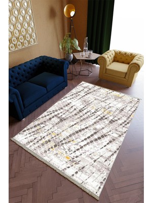 10 Post Online Salon Halısı Spor Gri Sarı Yolluk Kaymaz Yuvarlak Oval Kesme Ince Yıkanabilir Halı