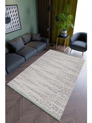 10 Post Online Salon Halısı Modern Açık Gri Yolluk Kaymaz Yuvarlak Oval Kesme Ince Yıkanabilir Halı