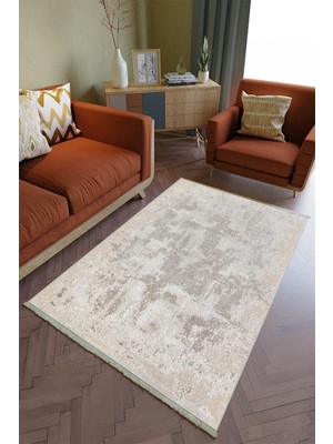 10 Post Online Salon Halısı Otantik Ekru Yolluk Kaymaz Yuvarlak Oval Kesme Ince Yıkanabilir Halı