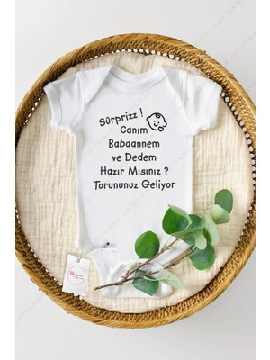 Hediyenza Sürpriz Babaannem Geliyorum Özel Tasarım Bebek Zıbın Pamuklu Çıtçıtlı Body