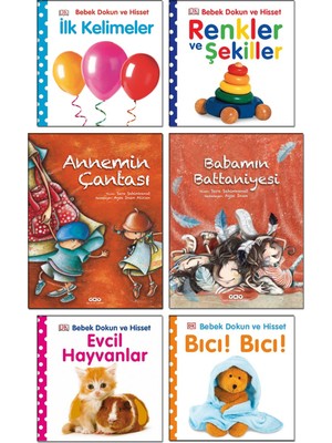 Pearson Çocuk Kitapları - Annemin Çantası + Babamın Battaniyesi + Bebek Dokun Hisset Ciltli ( Renkler ve Şekiller + Ilk Kelimeler + Evcil Hayvanlar + Bıcı Bıcı ) / 6 Kitap Set Çocuk Aktivite Kitapları