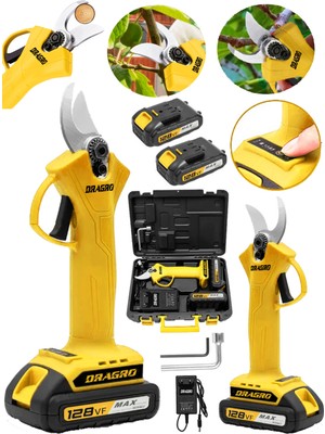 Dragro Alman Pro  Akülü Bağ Makasi Dal Budama Kesme Makasi Makinesi Çantali Sarı