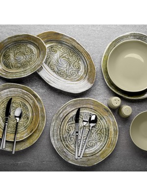 Aryıldız Loure 29 Parça Çok Renkli Porselen Yemek Takımı 6 Kişilik Desenli Set