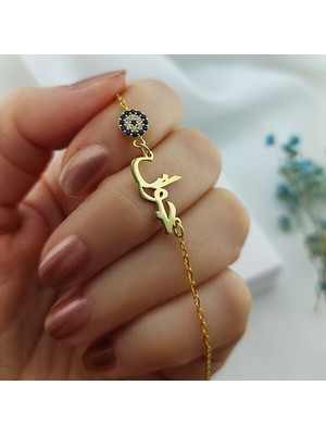 Nida Jewelry 925 Ayar Gümüş Arapça Isim Nazar Boncuğu Bileklik