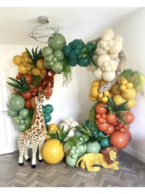 Rönesans Parti Yanık Turuncu-Zerdeçal-Deniz Kumu-Küf Yeşili-Ada Çayı Balon Seti 70 Adet