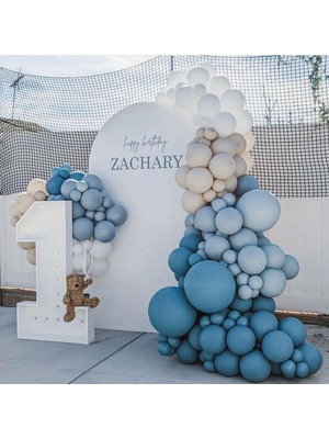 Rönesans Parti Retro Fırtına Mavisi Derin Okyanus Deniz Kumu Beyaz Balon Seti 70 Adet