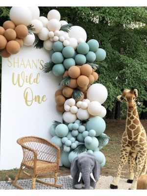 Rönesans Parti Kış Yeşili Kaamel Beyaz Balon Seti 100 Adet