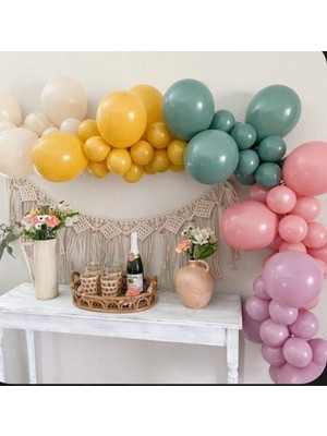 Rönesans Parti Toz Pembe-Pastel Pembe-Ada Çayı-Zerdeçal-Deniz Kumu Balon Seti 100 Adet