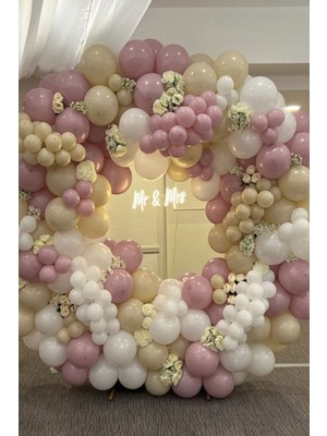 Rönesans Parti Retro Deniz Kumu Toz Pembe Beyaz Balon Seti 100 Adet