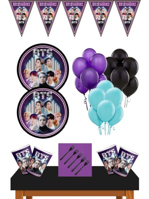 Parti Furyası Bts Kpop Doğum Günü Konsepti 32 Kişilik Bts Doğum Günü Seti Ekonomik