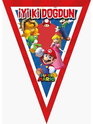 Parti Furyası Super Mario Doğum Günü Konsepti Afişli 8 Kişilik Masa Etekli Super Mario  doğum Günü Seti 