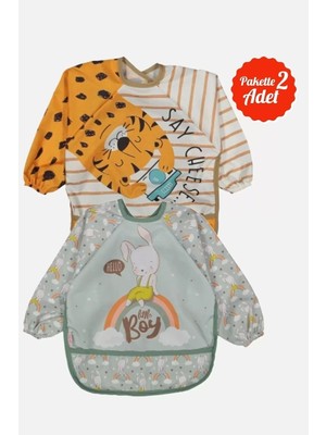 Babydonat Giyilebilir Kollu Mama Önlüğü 0-2 Yaş (Kaplan-Boys)