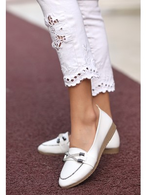 Erbilden Ziar Beyaz Cilt Babet Ayakkabı
