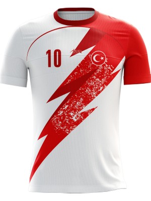 ACR Giyim Kişiye Özel Futbol Forması Şimşek Modeli Kırmızı - Beyaz Renk L Beden Hediyelik