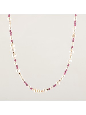 Osmanlı Doğal Taş Inci-Yakut Altın Kaplama Kapama Doğal Taş Kolye