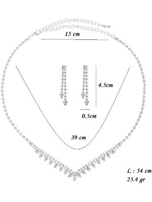 Kalavika Gelin Takı Gümüş Pençe Zinciri Su Pırlanta Kolye Küpe Seti (Yurt Dışından)