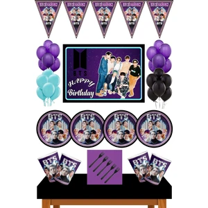 Parti Furyası Bts Kpop Doğum Günü Konsepti 8 Kişilik Afişli Bts Doğum Günü Seti Ekonomik