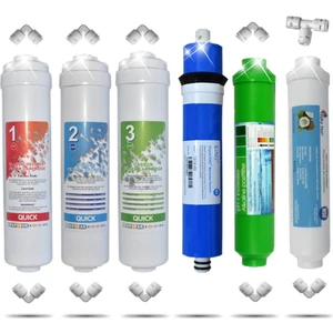 Kapalı Kasa 12 Inç Su Arıtma Cihazı Filtresi 6 Aşamalı 80 Gpd King Membranlı Inline Filtre Seti