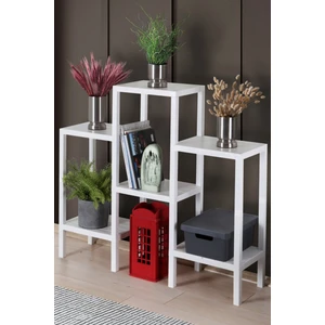 Frapan Home 6 Raflı Plastik Raf Ünitesi Saksılık Çiçeklik Saksı Standı Dekoratif Raf Beyaz