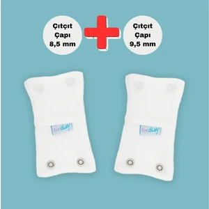2'li Bebek Body Zıbın Uzatma Aparatı (8,5 mm ve 9,5 Mm) Çıtçıtlı Ekru 100% Pamuk 12CM