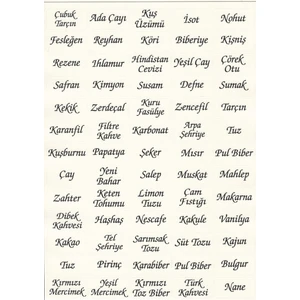 Baharat ve Bakliyat Etiketi 65 Adet Etiket Suya Dayanıklı
