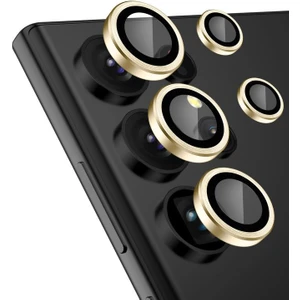 Samsung Galaxy S23 Ultra Full Kapatan Ekran Koruyucu+Metal Tekli Lens Gold