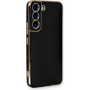 Casestreet Samsung Galaxy S23 Kılıf Case Bark Parlak Silikon Renkli Kenarları Rose Siyah