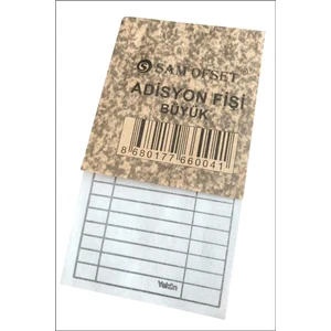 Sam Ofset Sam Adisyon Fişi, Adisyon Defteri  9X16 cm Ölçülerinde (Büyük Boy)  100 Yapraklı Numaralı
