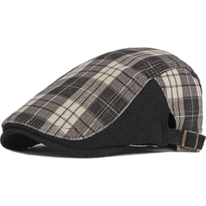 Nötr Moda Çok Yönlü Vintage Ekose Pamuklu Şapka (Yurt Dışından)