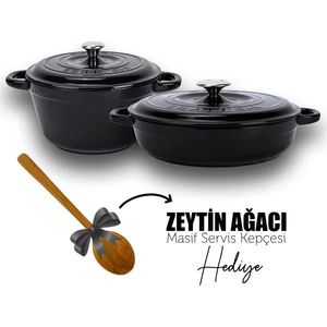 Döküm 2x New Heritage Serisi Döküm Demir Tencere Tava Seti - Siyah