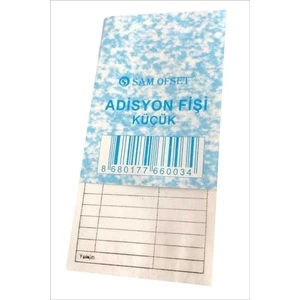 Sam Ofset Sam Adisyon Fişi, Adisyon Defteri  7X15 cm Ölçülerinde (Küçük Boy)  100 Yapraklı Numaralı