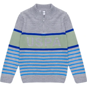 U.S. Polo Assn. Erkek Çocuk Gri Melanj Triko Kazak 50253340-VR086