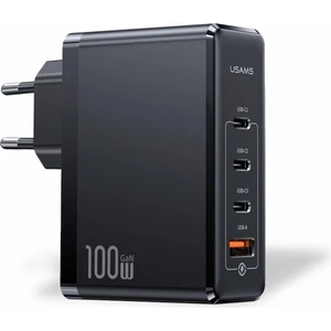 Usams US-CC163 T50 100W Qc+Pd 4 Port (3type-C+1usb) Gan Hızlı Şarj Başlığı-Siyah