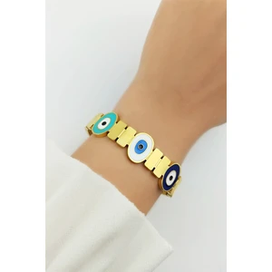 ÇLK Accessories Çelik Kalın Nazar Boncuk Kelepçe Bileklik TRBILEK70250