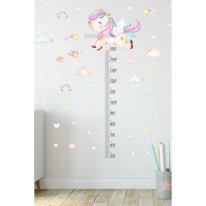 Sticker Ekspres Sevimli Unicorn Boy Ölçer Boy Cetveli Çocuk Odası Duvar Sticker