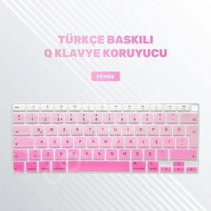Furenfa Macbook Air 2020 13 Inc M1 A2337 / A2179 Uyumlu Türkçe Q Klavye Slim Şeffaf Klavye Koruyucu Kılıf