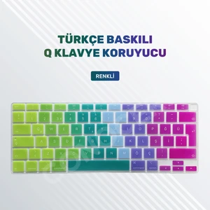 Furenfa Macbook Air 2020 13 Inc M1 A2337 / A2179 Uyumlu Türkçe Q Klavye Slim Şeffaf Klavye Koruyucu Kılıf