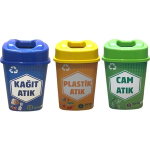 Sıfır Atık Geri Dönüşüm Atık Kutusu 3'lü Set 60 Lt