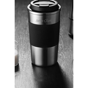 304 Pazlanmaz Çelik 500 ml Kaydırmaz Lastikli Termos Bardak Mug Isme Özel