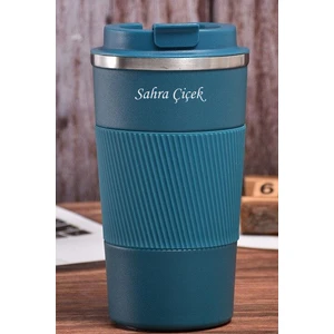 304 Pazlanmaz Çelik 500 ml Kaydırmaz Lastikli Termos Bardak Mug Isme Özel