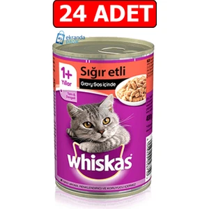 Sığır Etli Kedi Konserve Yaş Kedi Maması 400 gr 24 Adet