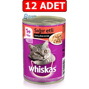 Sığır Etli Kedi Konserve Yaş Kedi Maması 400 gr 12 Adet