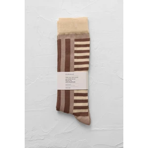 Desenli Diz Altı Çorap Bej