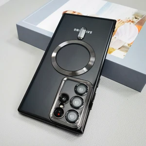 Galaxy S23 Ultra Kılıf Magsafe Wireless Şarj Özellikli 3D Kamera Korumalı Arkası Şeffaf Silikon