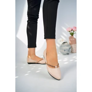 Ten Kadın Taşlı Büyük Numara Günlük Babet Ayakkabı - Ten - 36