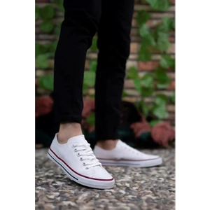 Erkek Sneaker Kısa Convers Modeli Keten Spor Ayakkabı Beyaz