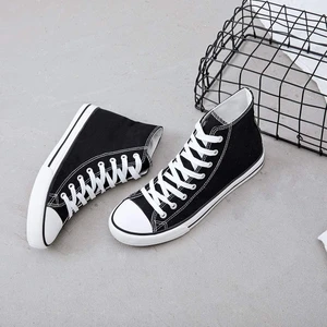Erkek Sneaker Bilekli Convers Modeli Keten Spor Ayakkabı Siyah
